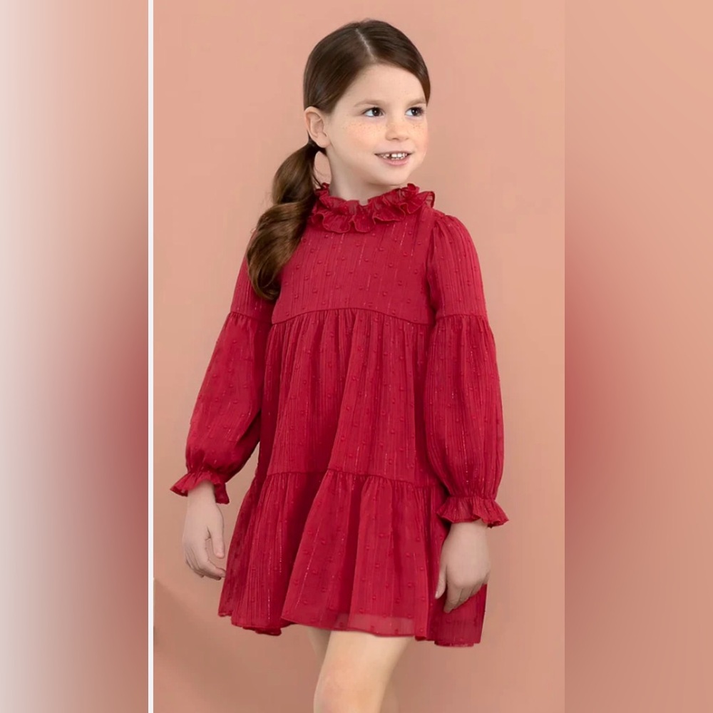 NWT Abel & Lula red chiffon dress Girls size 7 boutique New retail $84